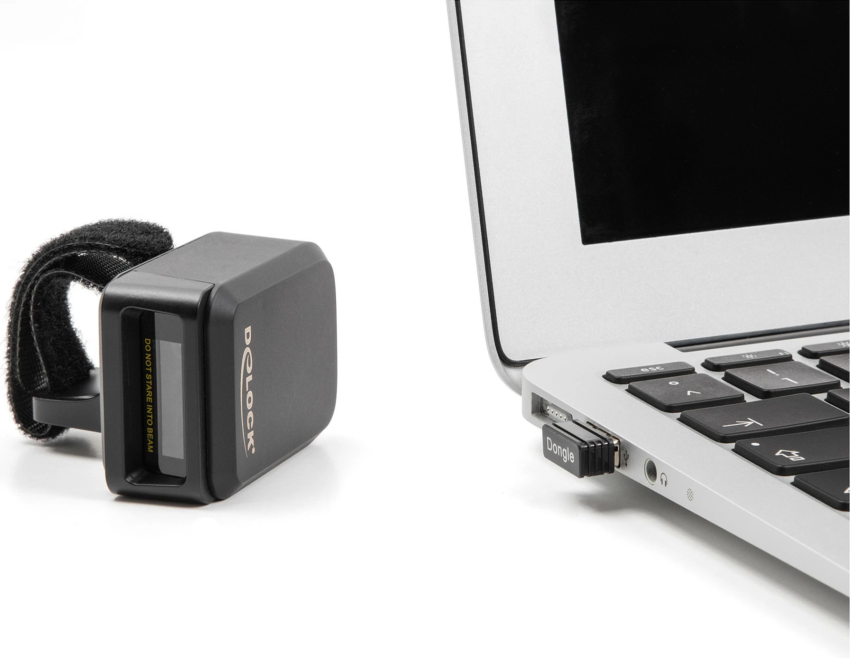 Skaner barkodi unazë DeLOCK, 1D/2D, Bluetooth 4.1/2.4GHz, USB-C, 1280x800, i zi