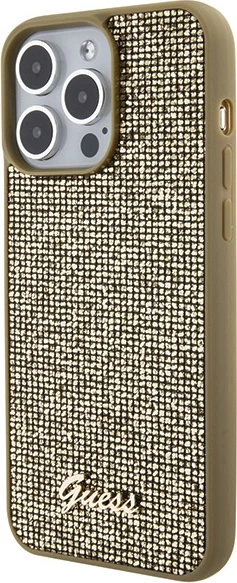 Mbështjellës Guess Disco Metal Script për iPhone 15 Pro Max, ari