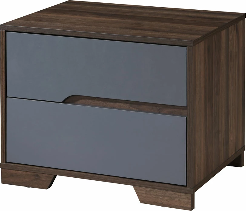 Komodinë GROOVES, 2 sirtarë, ngjyrë arre-gri, 60x45x47cm