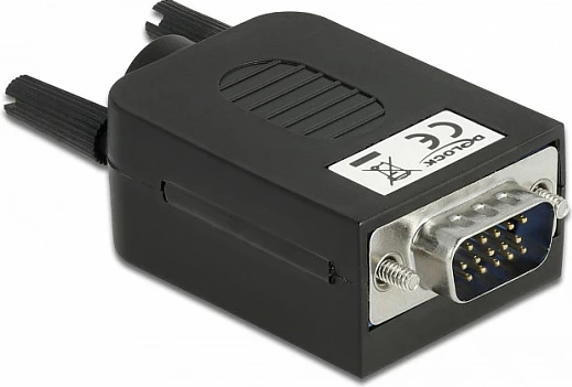 Adapter VGA DeLOCK 66258, 15-pin në bllok terminali 10-pin, AWG 26/18, i zi