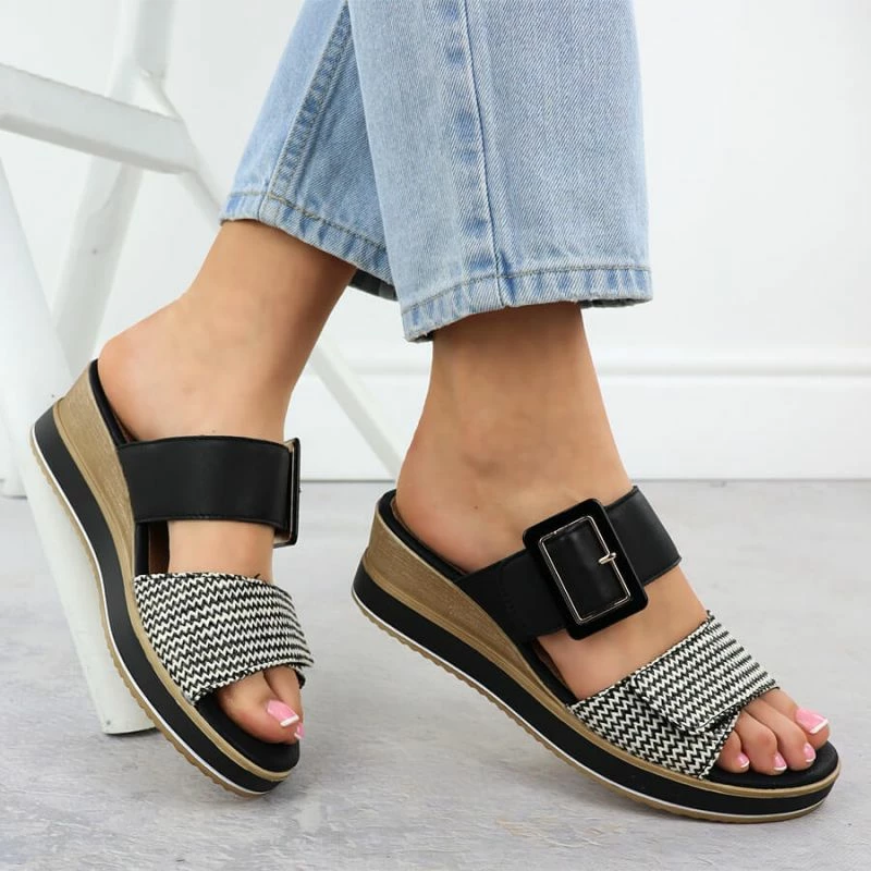 Sandale platforme për femra Remonte, të zeza