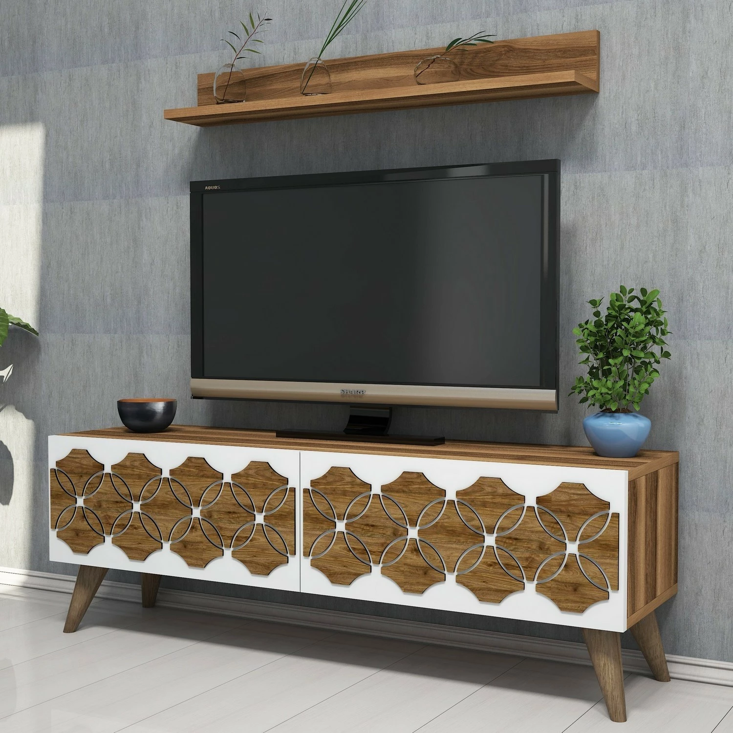 Konsolë TV Hanah Home, model Nisan, ngjyrë arre