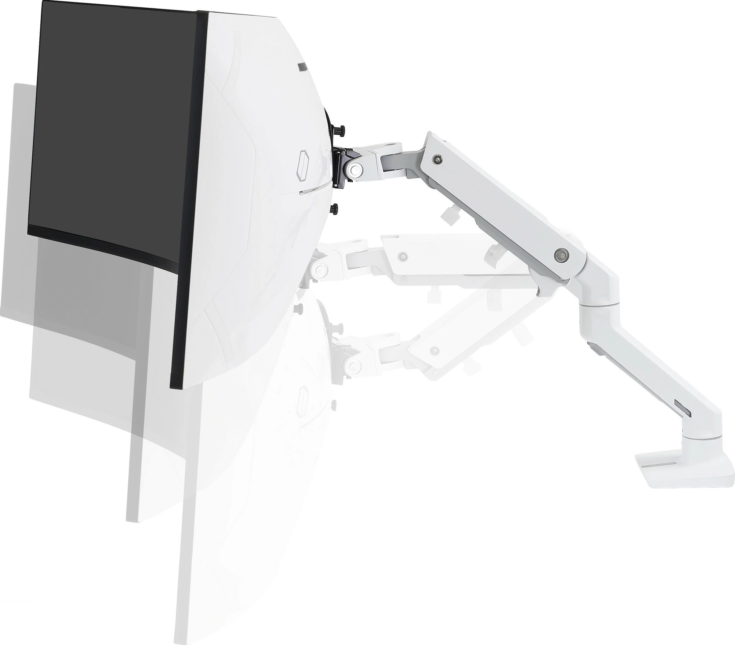 Krah monitori Ergotron HX Desk Monitor Arm me HD Pivot, clamp, deri 49", VESA 75x75/100x100, 19.1 kg, i bardhë