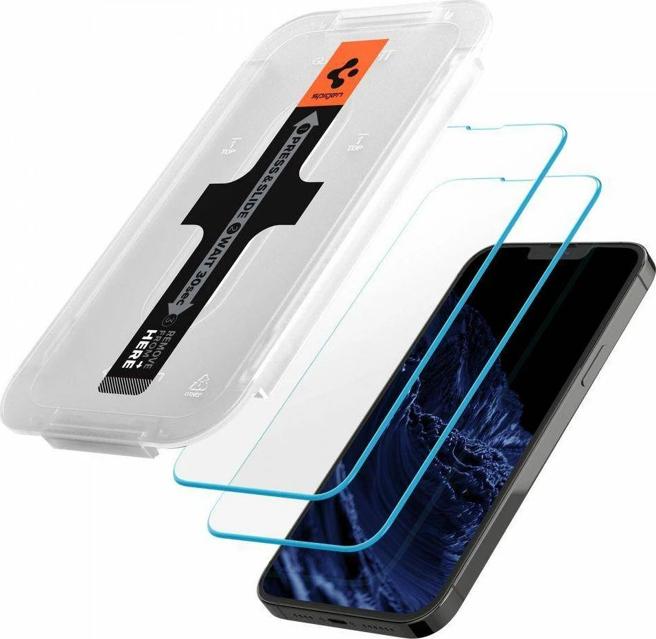 Xham i kalitur mbrojtës ekrani, Spigen, Glas.TR EZ Fit, për Apple iPhone 13/13 Pro, 9H, 0.2mm, 2 copë