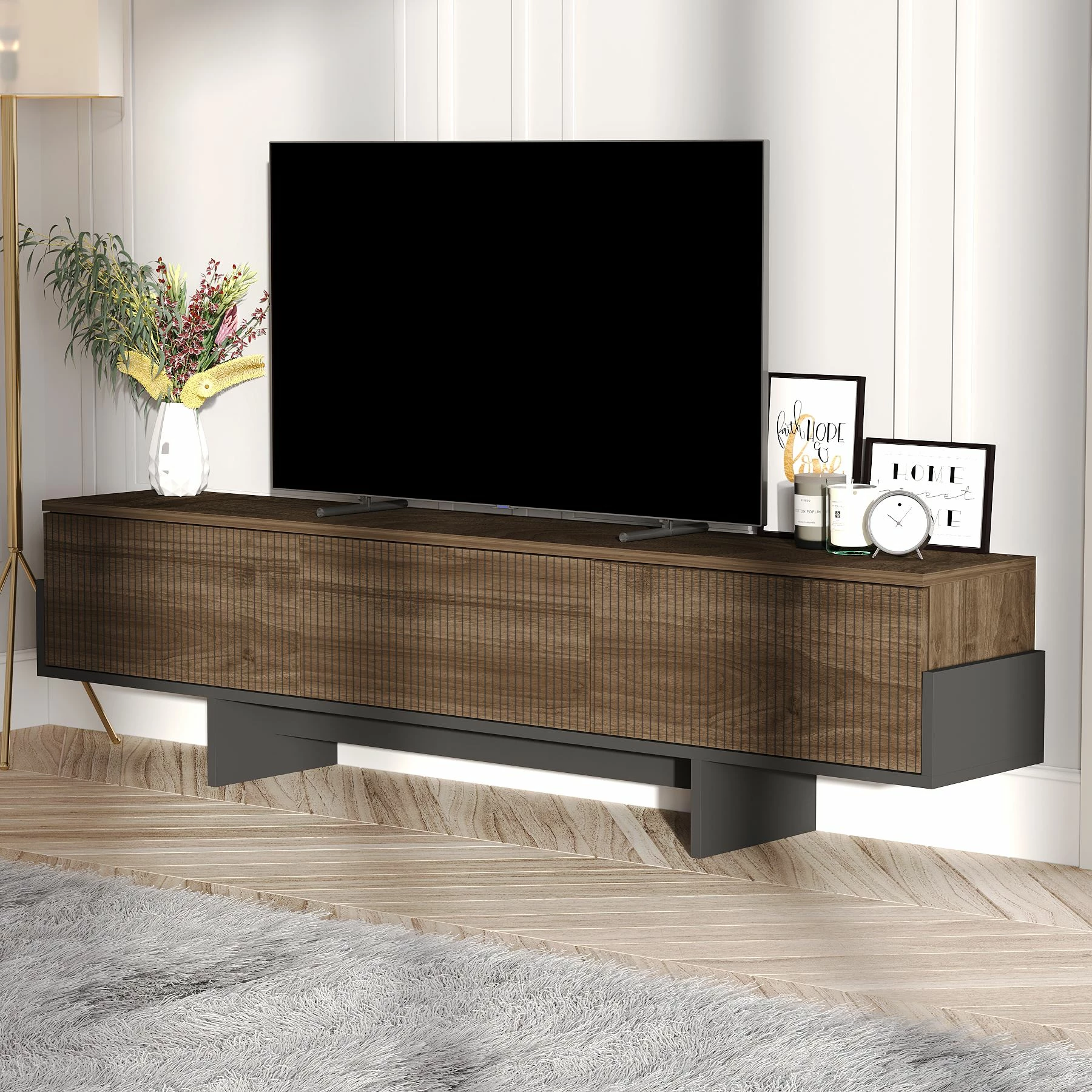 Komodë TV Skye Decor, Hege, ngjyrë arre, e zezë