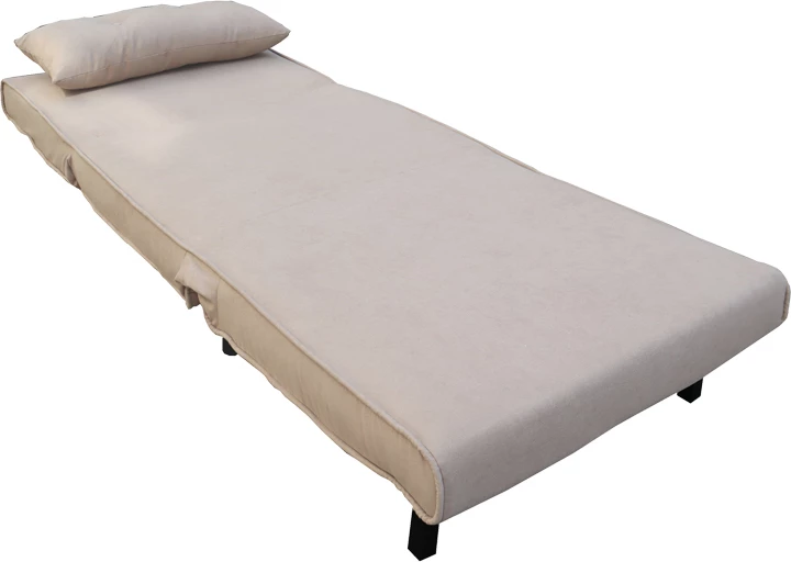 Fotel-krevat Josuane, kadife gri-bezhë, këmbë druri të zeza, 78x80x81cm