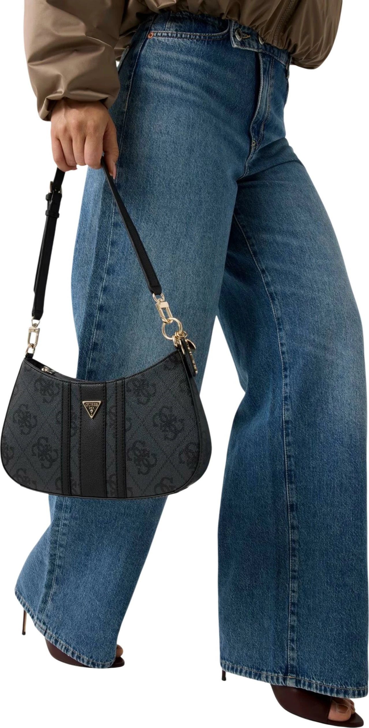Çantë supi për femra Guess Elsie HWSS96 72180, antracit