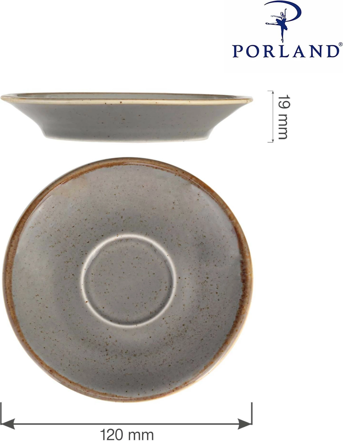 Nënfilxhan porcelani Porland Seasons Stone 120 mm, gri e errët, set 6 copë