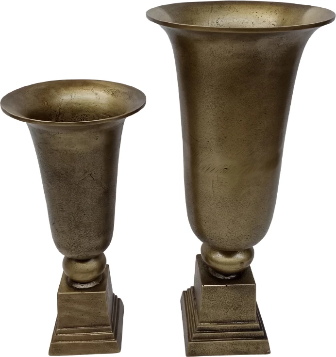 Set vazo DEVI, 2 copë, alumin, ngjyrë ari antik, 24x24x50 cm