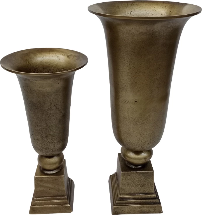 Set vazo DEVI, 2 copë, alumin, ngjyrë ari antik, 24x24x50 cm