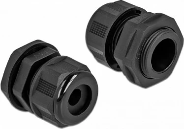 Glandë kablli DeLOCK PG16, për kabllo të rrumbullakët 9 mm, IP68, 2 copë, e zezë