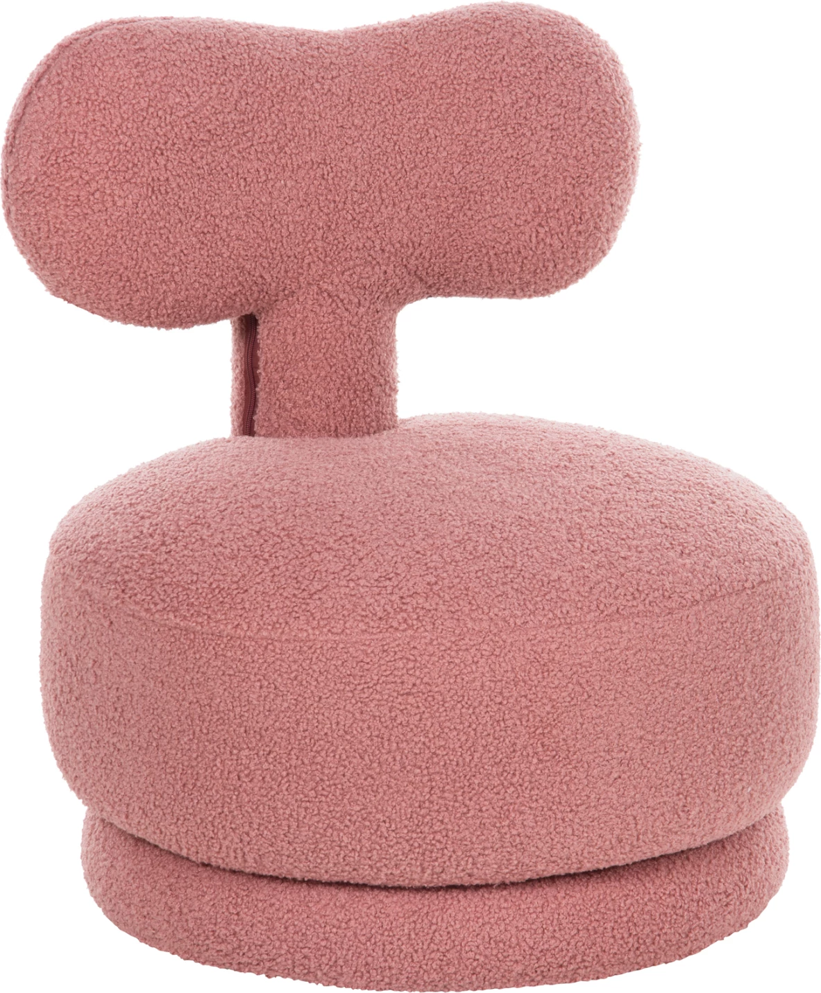 Karrige për bar me mbështetëse, rrotulluese, KRIVIO FH9775.02, ngjyrë rozë e pluhurosur, pëlhurë boucle, 52x53x60 cm