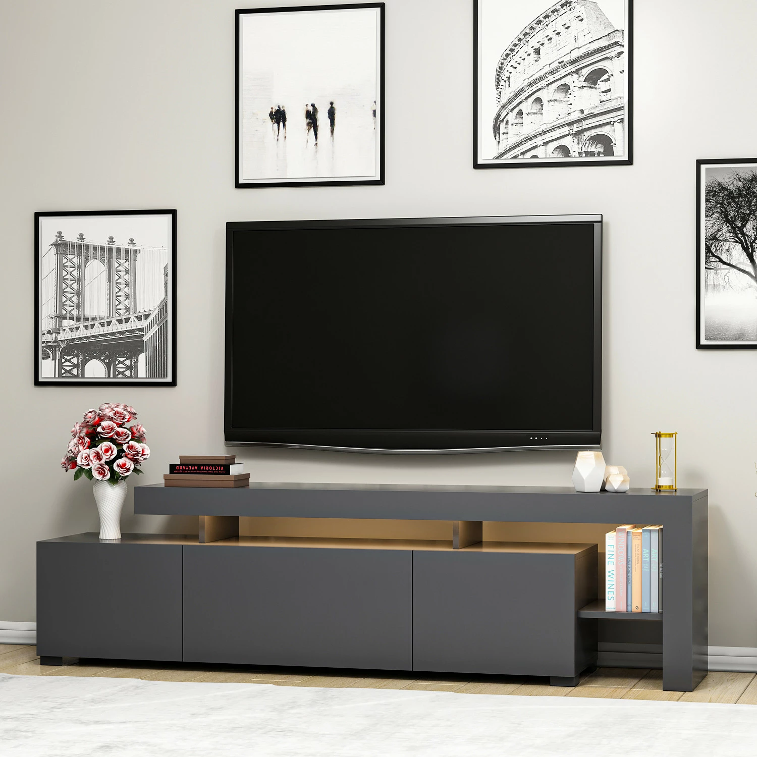 Komodë TV Skye Decor, ngjyrë antracit, Beliz