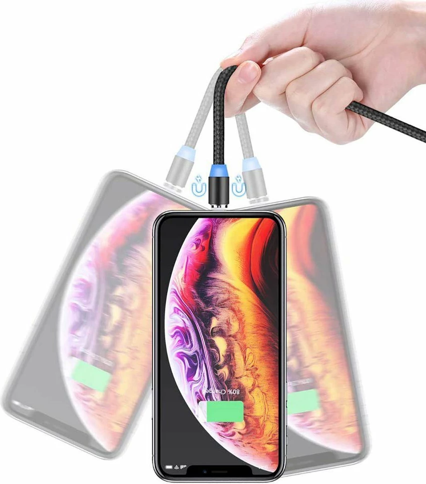 Adapter magnetik për kabllo Lightning Hurtel, argjend