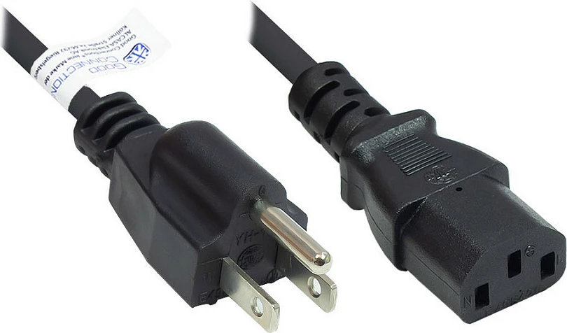 Kabllo rryme GoodConnections P4530-S050, NEMA 5-15P në IEC C13, 5m, 10A 125V, e zezë