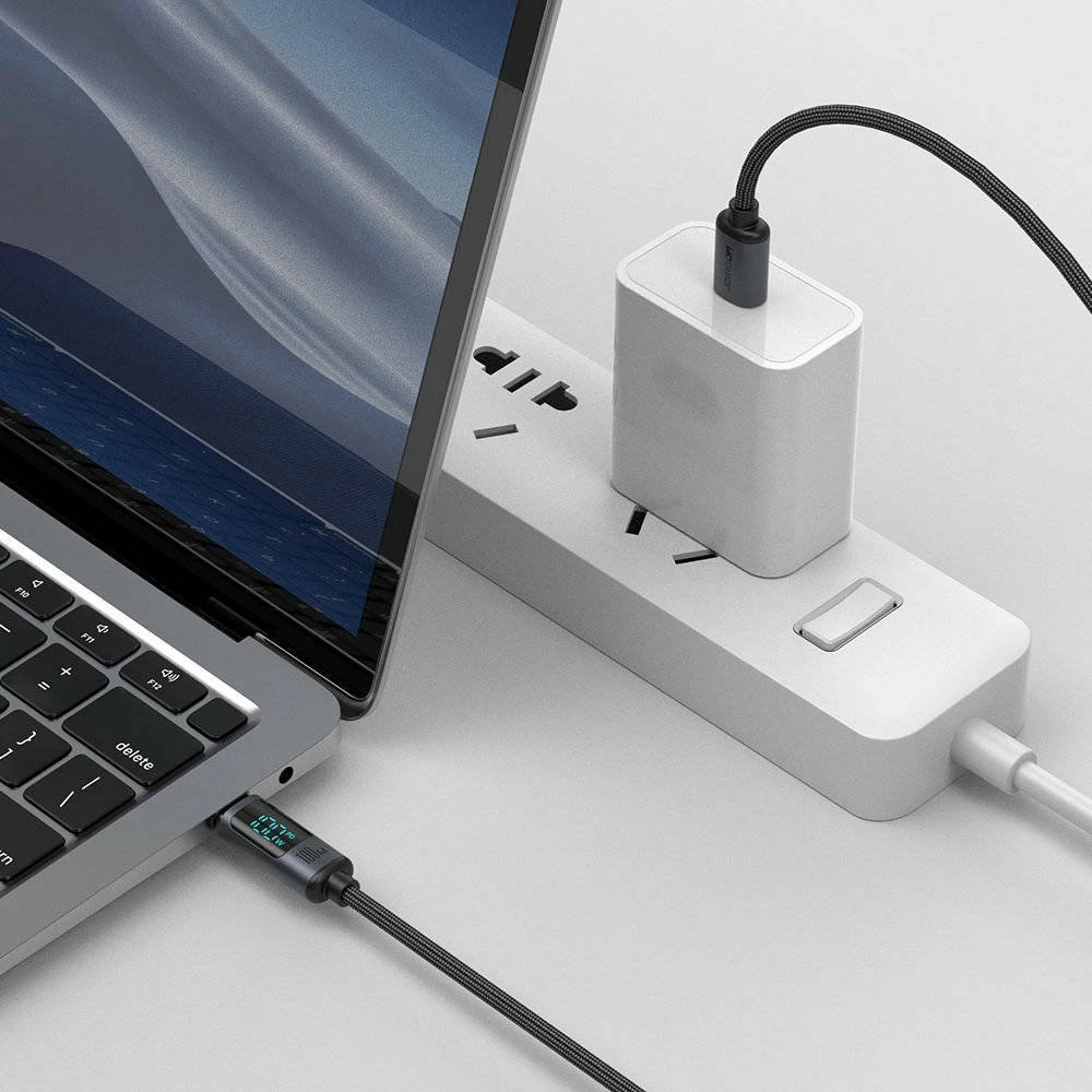 Kabllo USB-C–USB-C Joyroom S-CC100A16 100W 1.2 m me ekran LED, e zezë