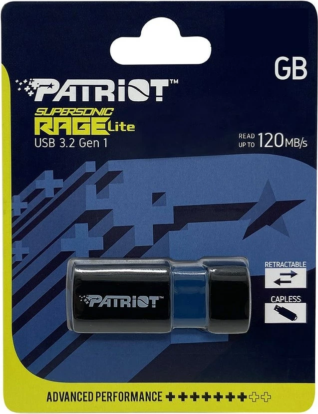 USB-Patriot Memory, type-A 3.2, 64GB, e zezë/e kaltër
