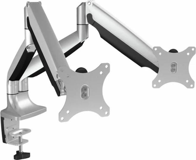 Mbajtëse tavoline për dy monitorë ICYBOX IB-MS504-T deri 32\", max 2×9 kg, VESA 75×75/100×100, argjend/e zezë