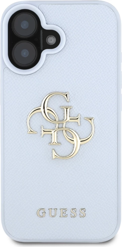 Mbështjellës Guess Grained Big 4G Logo Small Classic Logo për iPhone 16, Blu