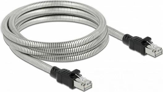 Kabllo rrjeti DeLOCK Cat6A RJ45 5m U/FTP me mbështjellës metalik, argjend