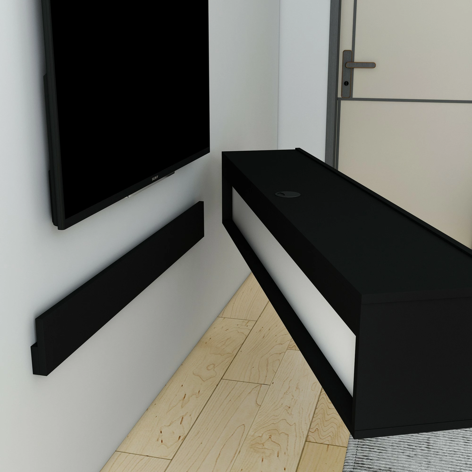 Komodë për TV, ngjyrë e zezë, Skye Decor Denby
