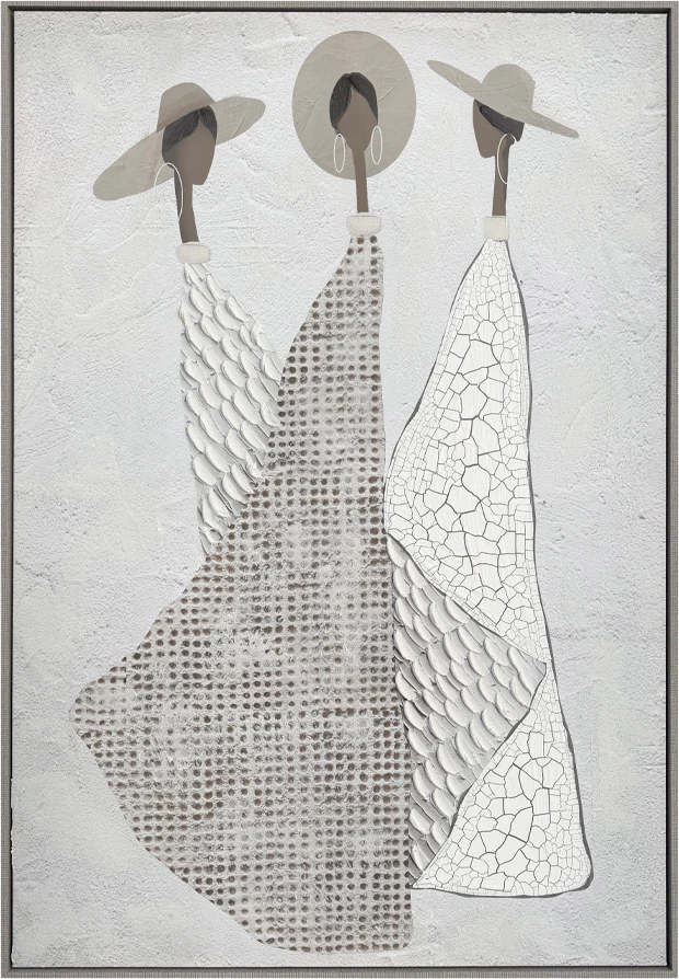 Pikturë dekorative TRINITY, kanavacë, ngjyrë off white, gri guri, gri, 80x120x4cm