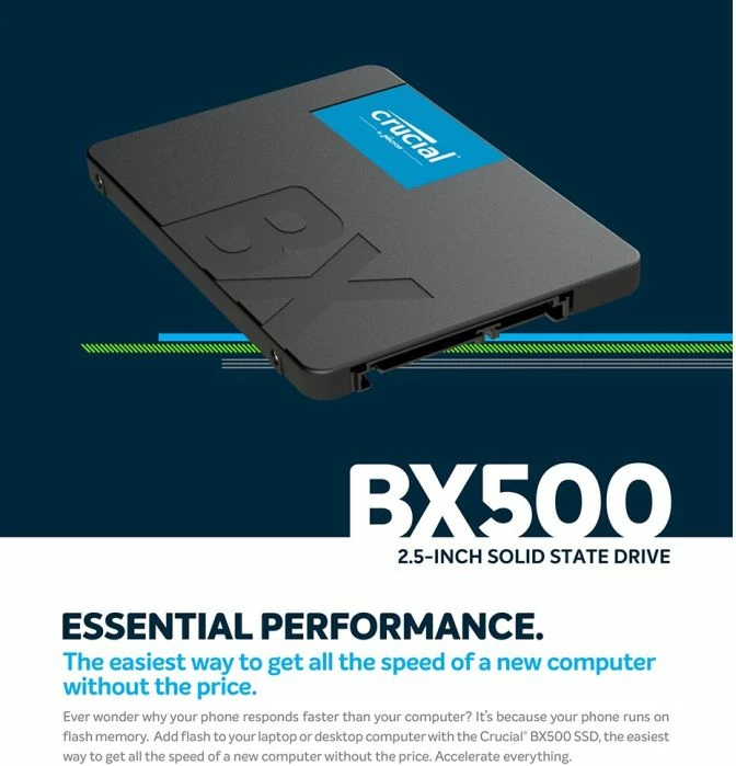 SSD Crucial BX500 CT2000BX500SSD1 2TB SATA 2.5\" 3D NAND, e zezë