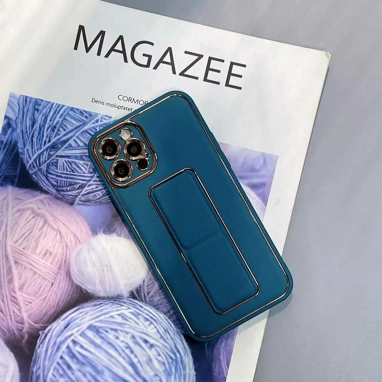 Mbështjellës 4kom.pl New Kickstand Case për Samsung Galaxy A12 5G, me mbajtëse, blu