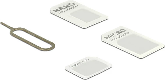 Set adapter për kartelë SIM DeLOCK 4-në-1, Nano/Micro/Full-size, e zezë/hirtë
