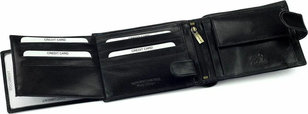 Kuletë për meshkuj Rovicky N992L-RVT, lëkurë natyrale, RFID, horizontale, e zezë, me kuti dhuratë