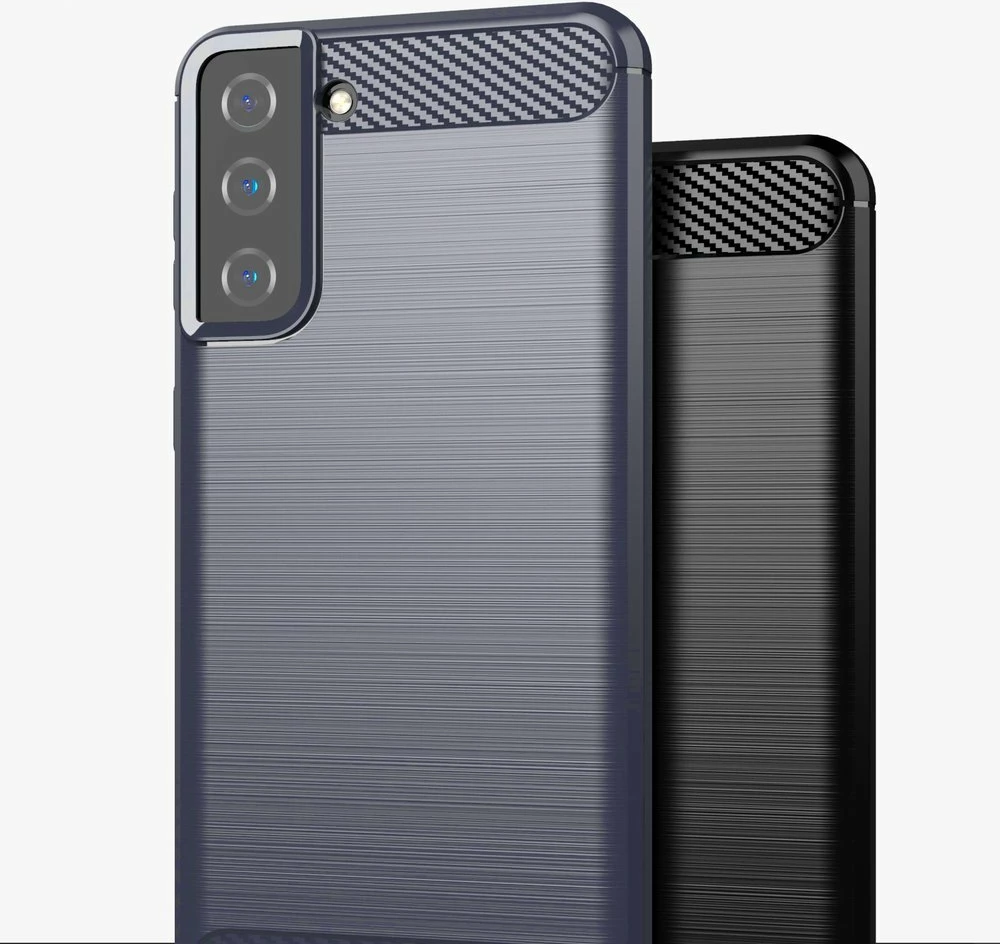 Mbështjellës Hurtel Carbon Case për Samsung Galaxy S21+ 5G, TPU, blu