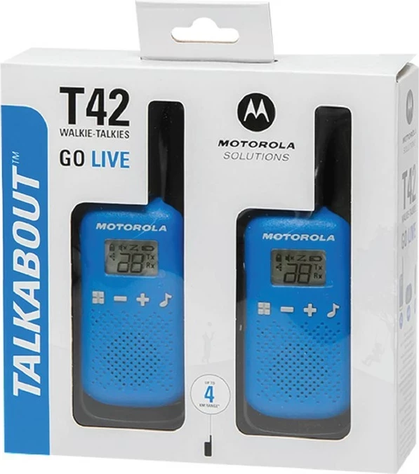 Walkie-talkie Motorola Talkabout T42M, PMR446, 16 kanale, rreze deri 4 km, set 2 copë, blu