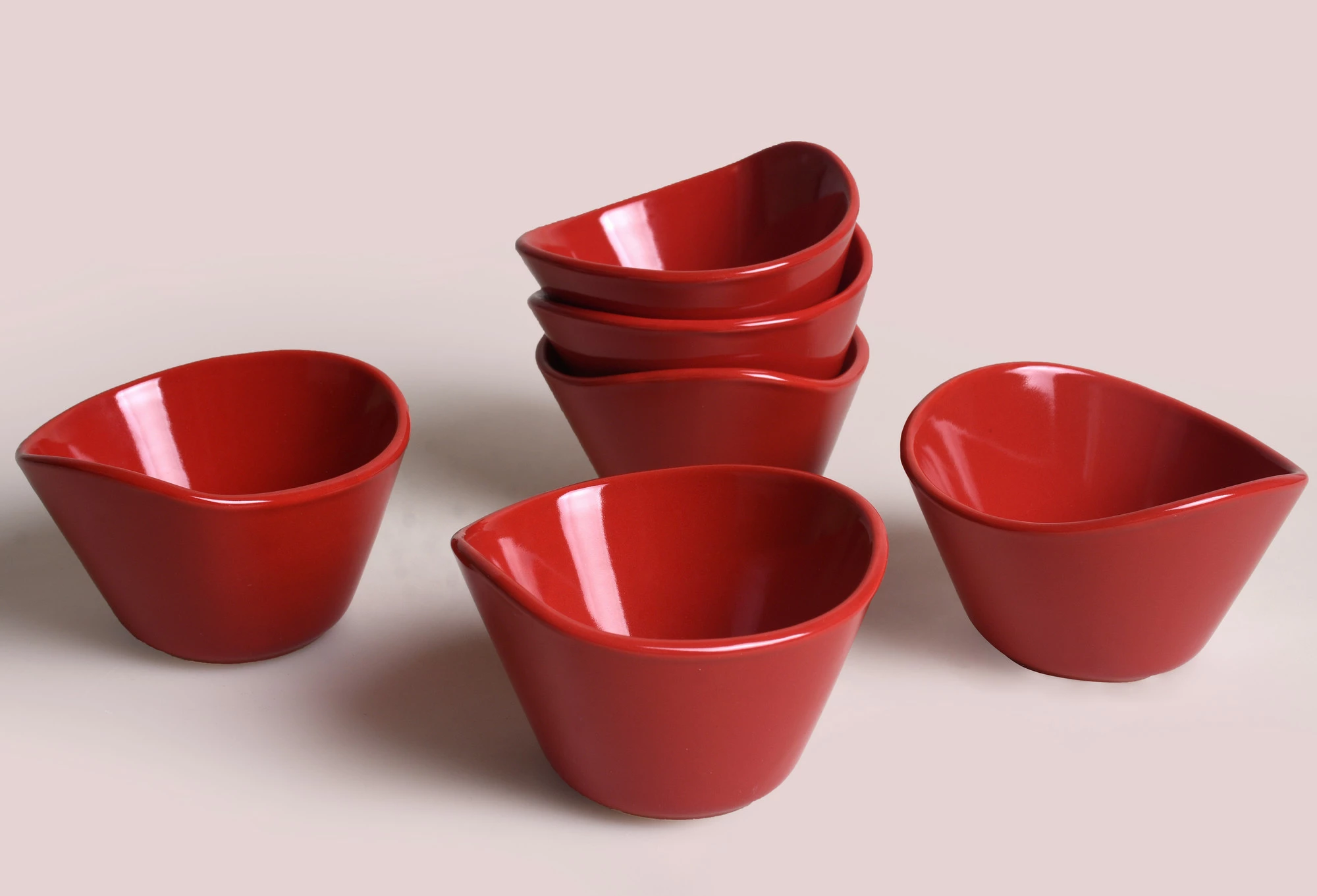 Set tasash qeramike, të kuqe, 6 copë, Hermia Concept, ST517006F506A0000000ASD200