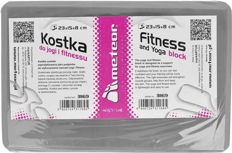 Kockë për yoga e fitness Meteor, gri