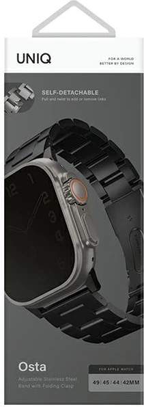 Rrip çeliku për Apple Watch UNIQ Osta, 42/44/45/49mm, i zi
