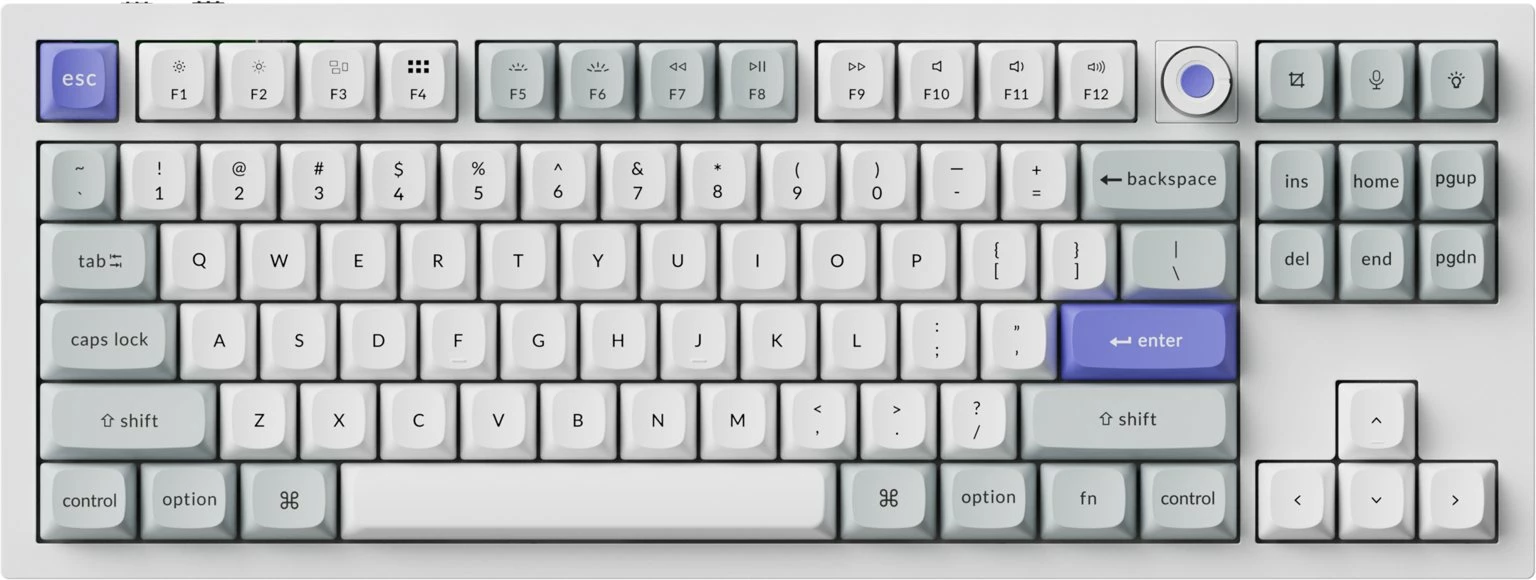 Tastierë gaming Keychron Q3 HE 8K, 80% TKL, switcha magnetikë Keychron Lime (Q3HW-P1), gri
