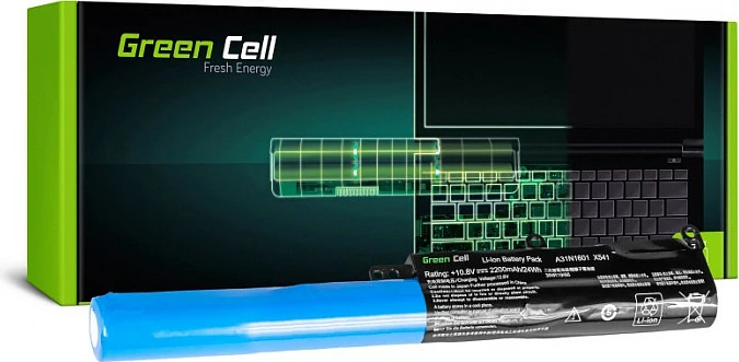 Bateri laptopi Green Cell për Asus R541/F541/X541, 2200mAh, 10.8V Li-Ion, zi/blu