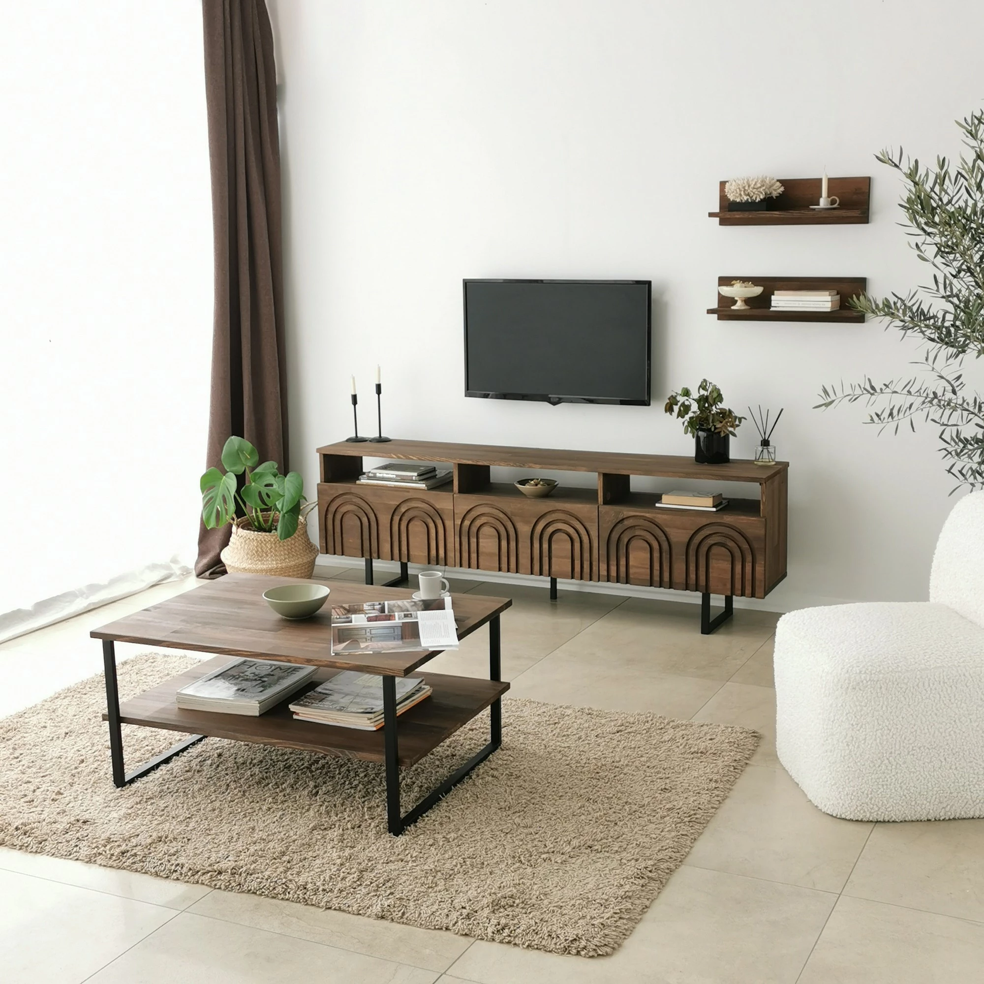 Komodë TV Hanah Home, Helen, ngjyrë arre