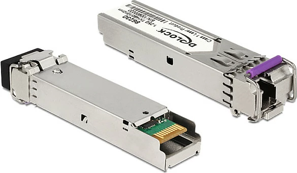 Modul SFP DeLOCK 1000Base-BX SM, LC, 1Gbps, 10km, DDM, TX 1490nm / RX 1310nm, çelik inox