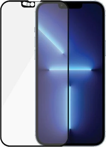 Xham mbrojtës PanzerGlass E2E Microfracture me mbulesë kamere dhe kristal Swarovski për iPhone 13 Pro Max, Kornizë e zezë