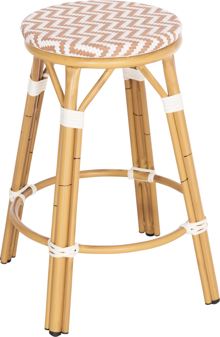 Karrige për bar mesatare alumini CHINO FH6286.04 pamje bambuje, ngjyrë natyrale & tekstilene 43x43x65Hcm