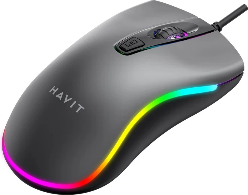 Maus HAVIT MS72, universal, me kabllo USB, i zi, me ndriçim LED