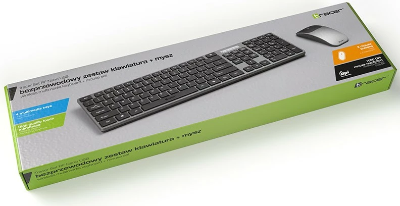 Set tastierë dhe maus Tracer SET RF Nano USB, wireless, i zi/argjendtë