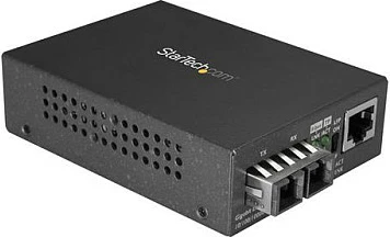 Konvertues media fiber StarTech MCMGBSCMM055, Gigabit Ethernet RJ45 në SC multimode, 550 m, 10/100/1000 Mbps, i zi