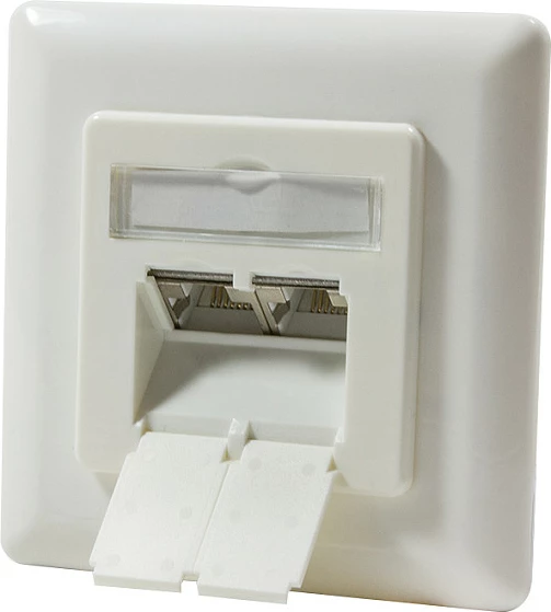Prizë muri rrjeti LogiLink Cat.6A, 2xRJ45 STP, horizontale, e bardhë