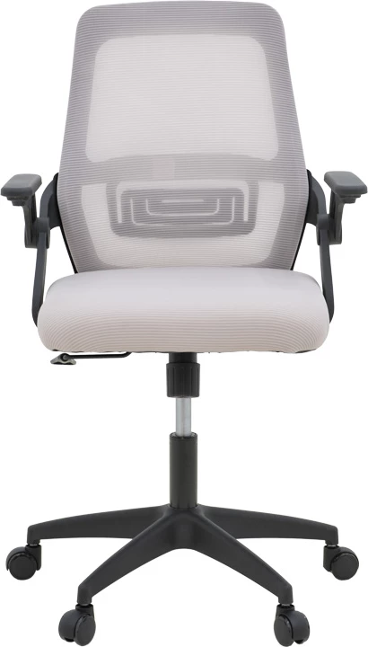 Karrige zyre Reji, material rrjetë, ngjyrë gri-bezhë, kornizë e zezë, 58x60x89-99cm