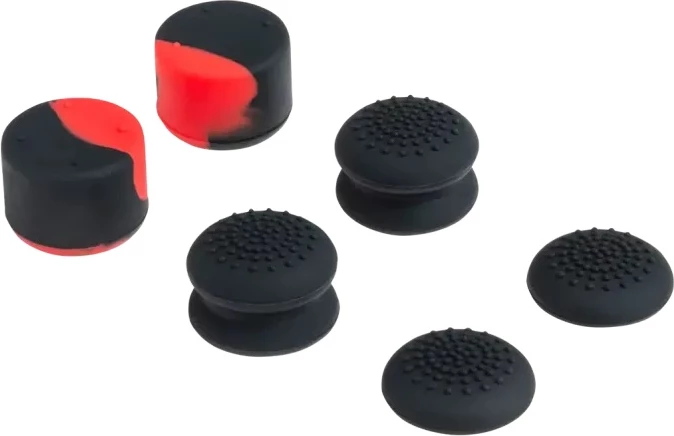 Mbulesa silikoni për thumbstick Nacon Bigben, për kontrollor PS4/PS5, set 3 palë, e zezë/kuqe