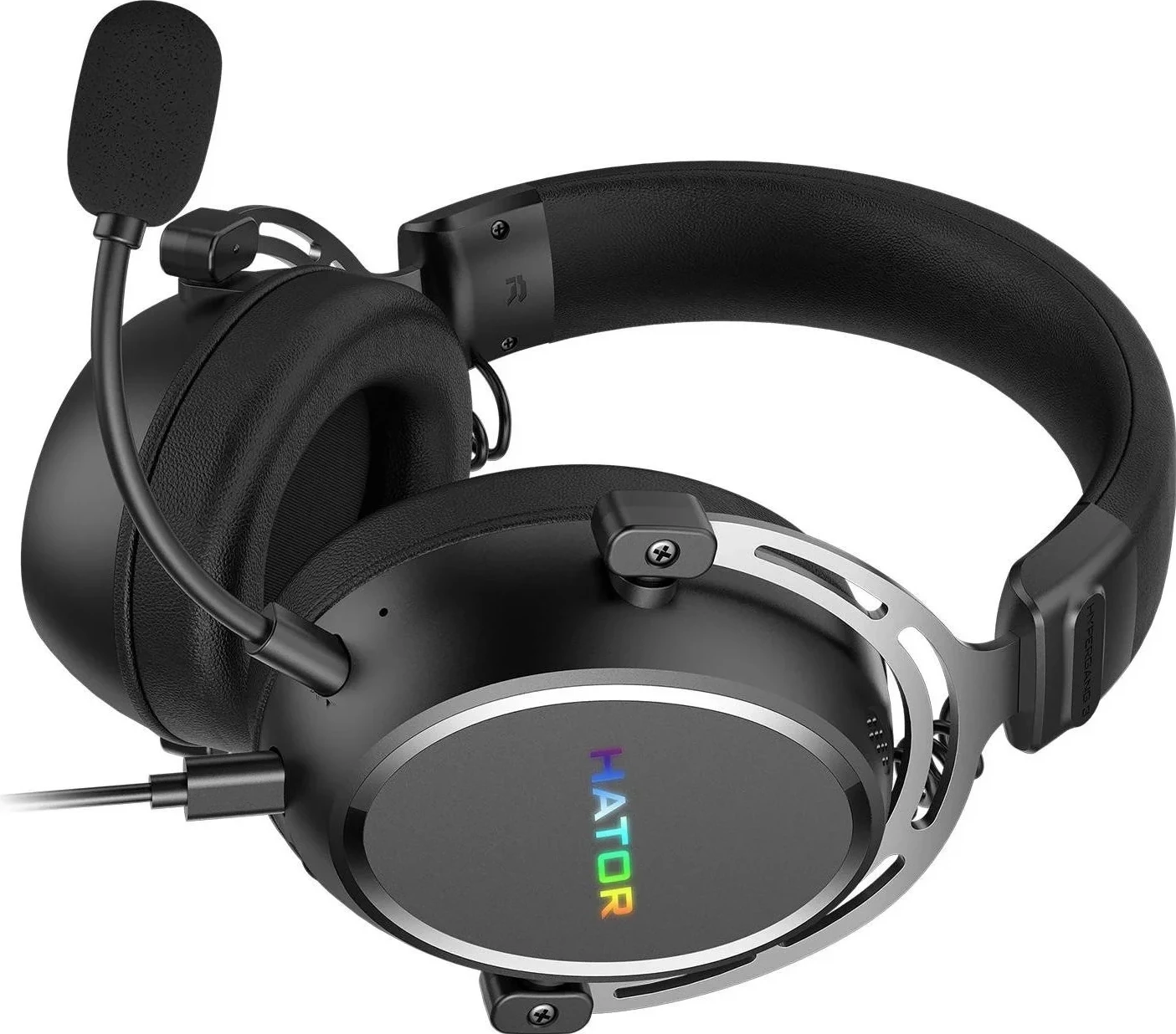 Kufje Hator Hypergang 3 USB RGB, me mikrofon të ndashëm, të zeza
