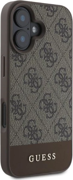 Mbështjellës Guess 4G Bottom Stripe për iPhone 16, Kafe