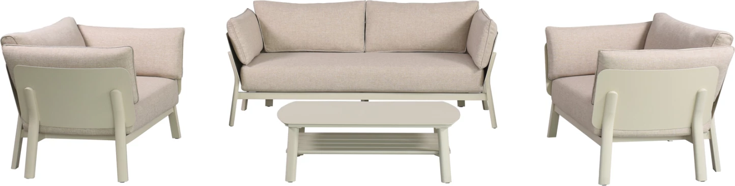 Set lounge për jashtë, 4 pjesë, alumin & material Olefin, ngjyrë bezhë, ENASTRON CD6194.05
